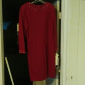 Red knit dress;